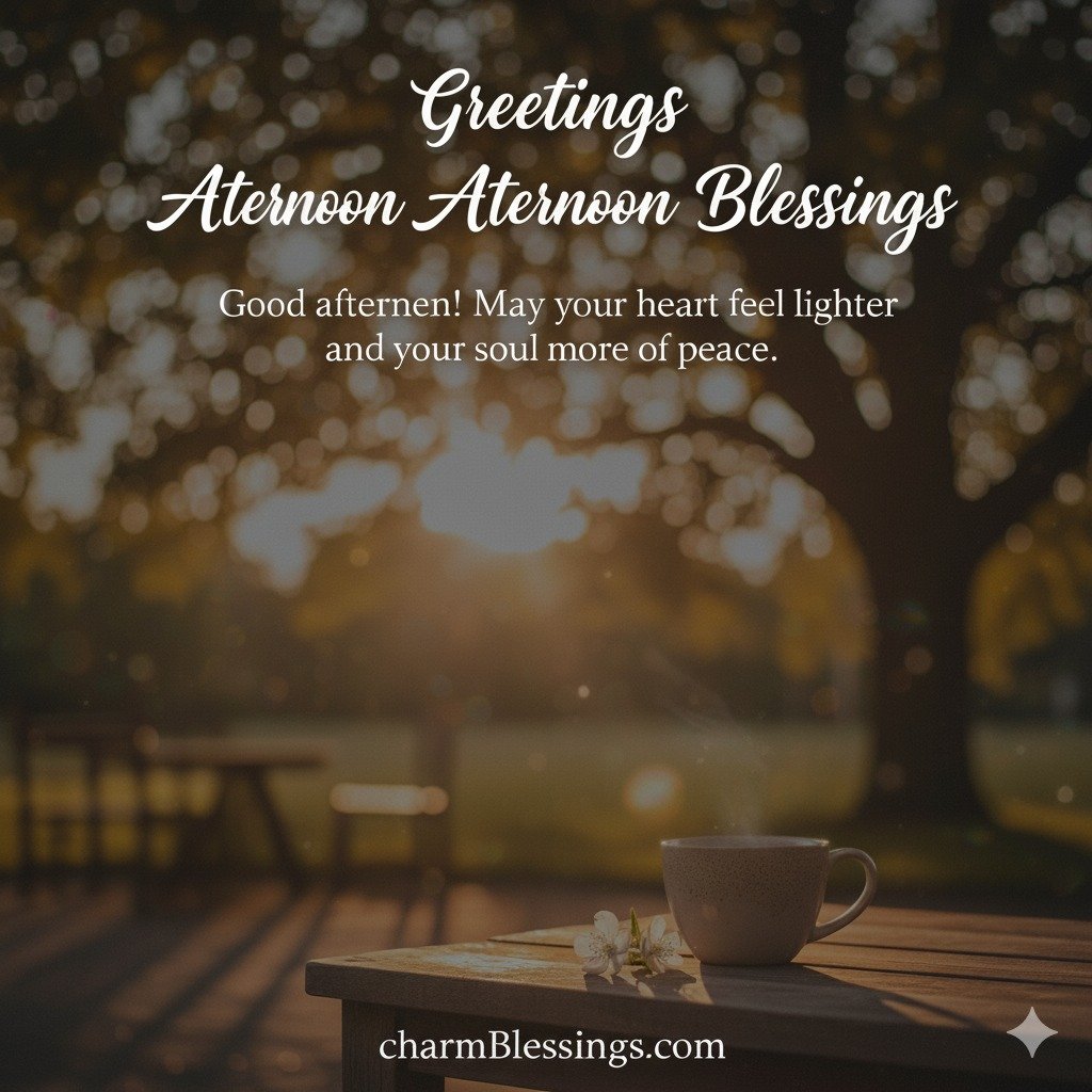 Good afternoon! May your heart feel lighter and your soul more at peace.