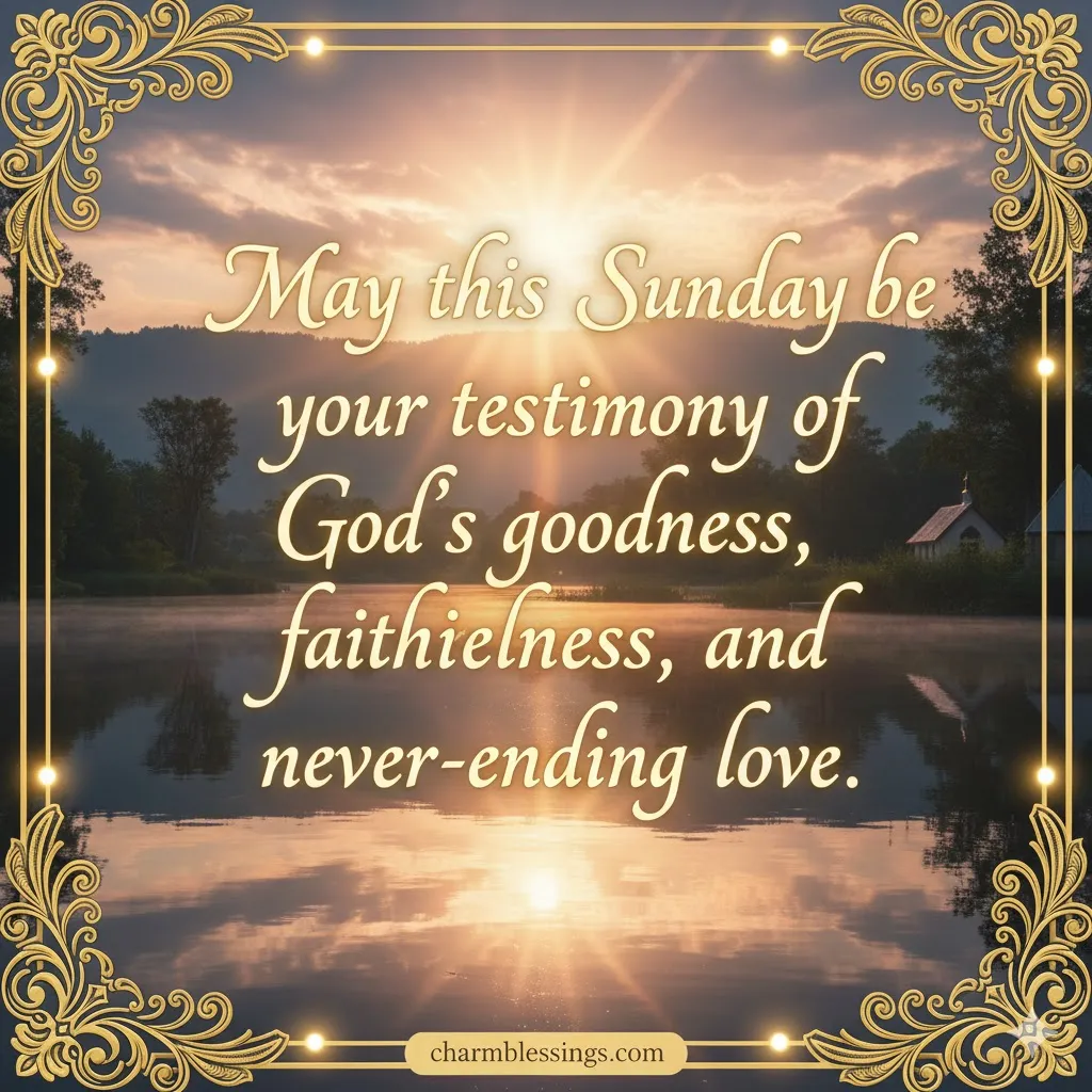 May this Sunday be your testimony of God's goodness, faithfulness, and never-ending love.