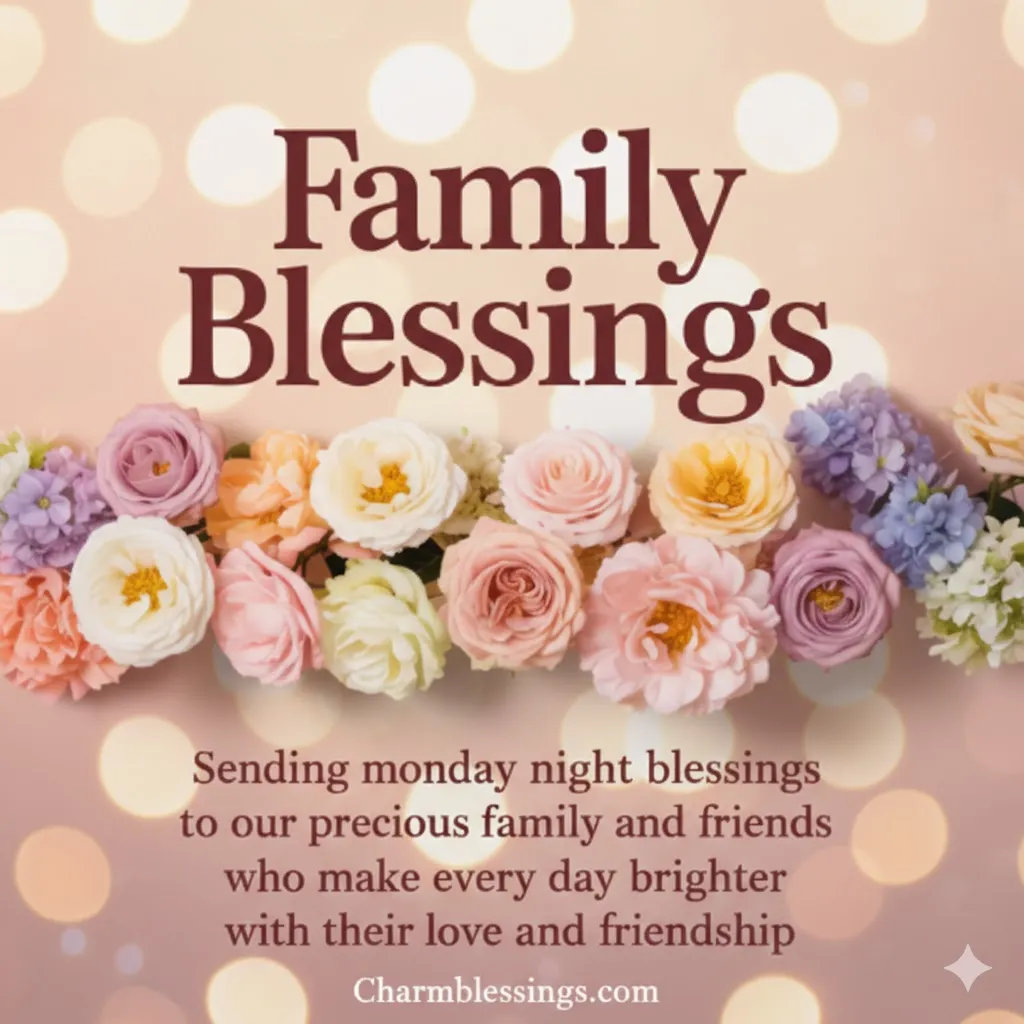 Monday eneving Blessing prayers Quotes Images for family blessings at charmblessings