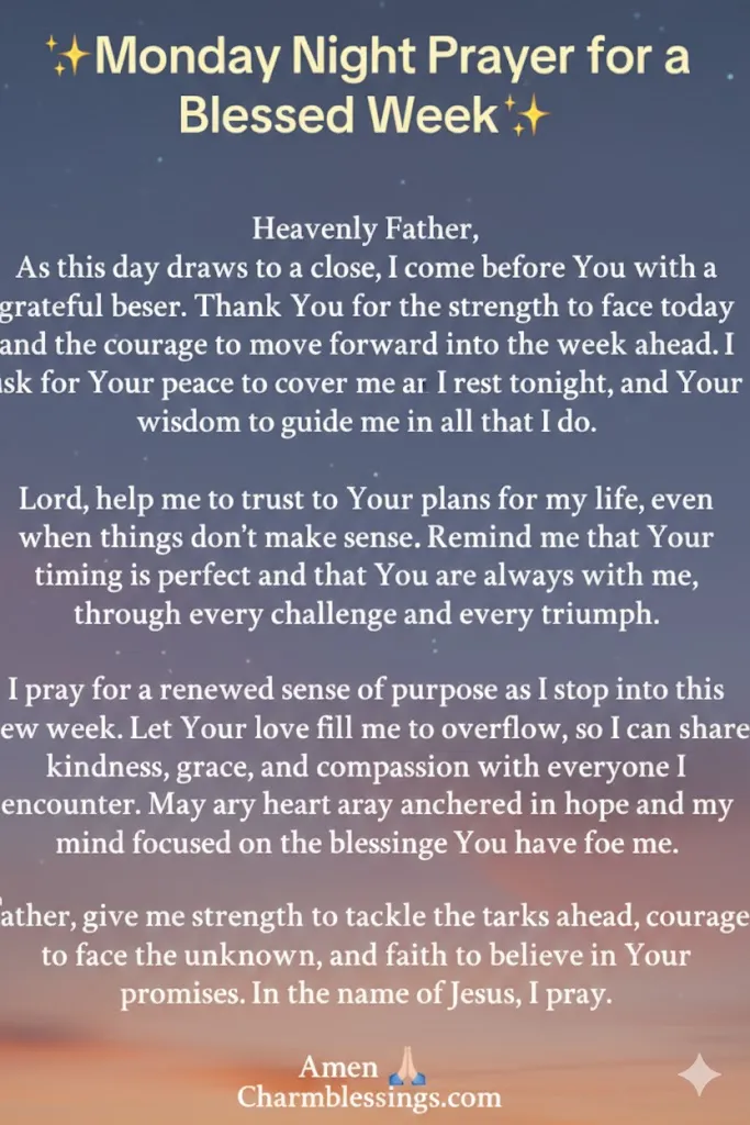 Monday night prayers Quotes Image charmblessings