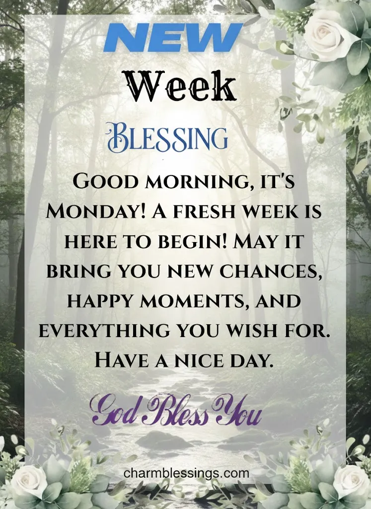 new week monday good morning blessings charmblessings