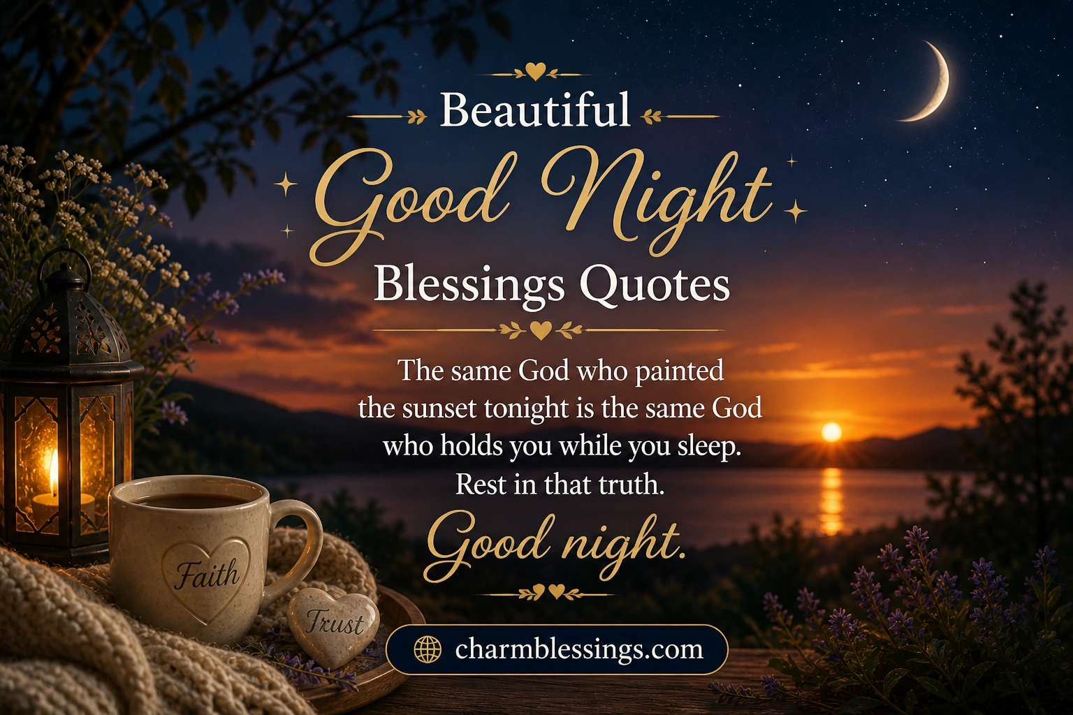 Beautiful Good Night Blessings Quotes image charmblessings.com