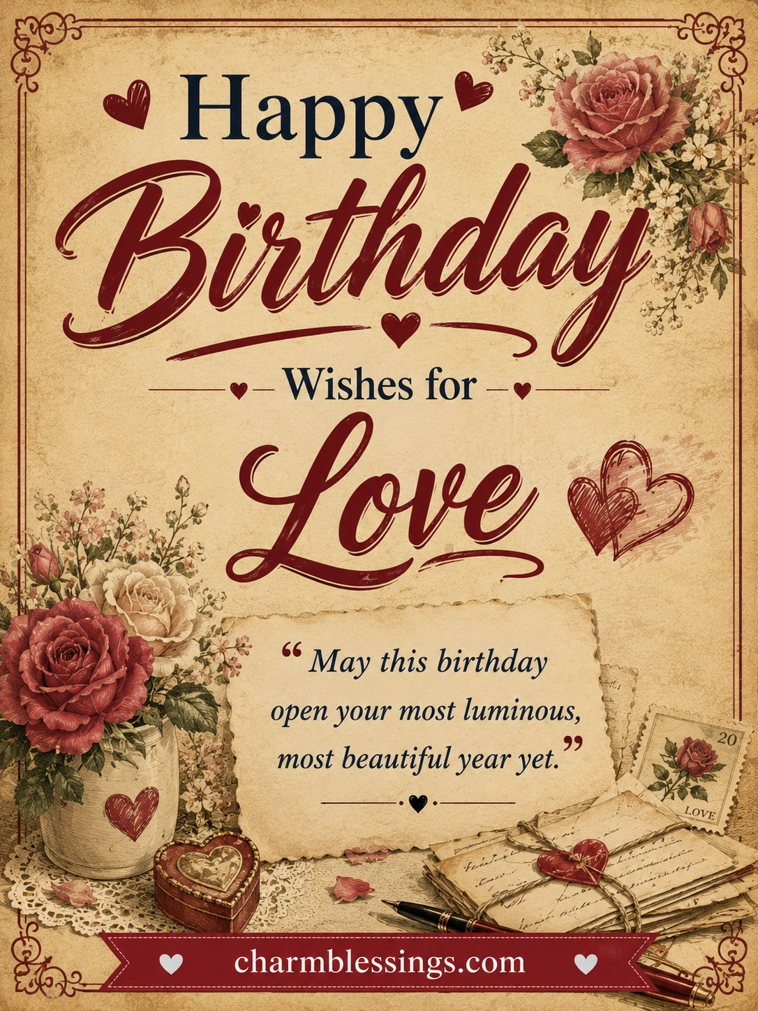 Happy Birthday Wishes for Love image By charmblessings.com