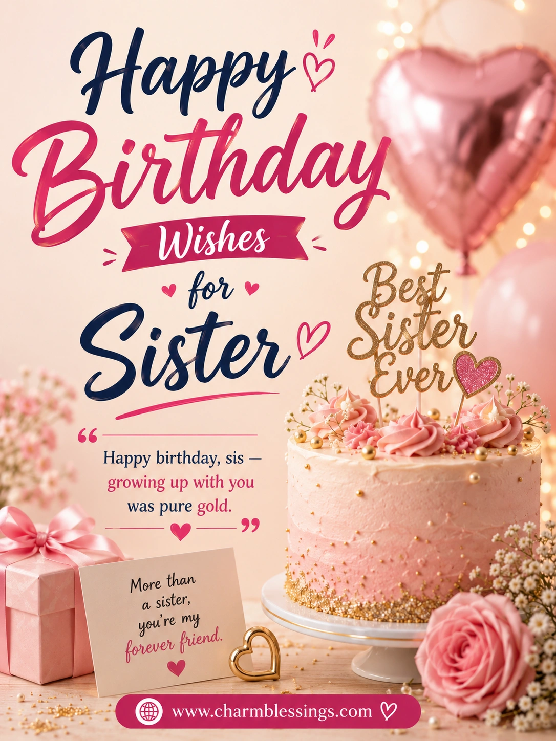 Happy Birthday Wishes for Sister Image by CHarmblessings