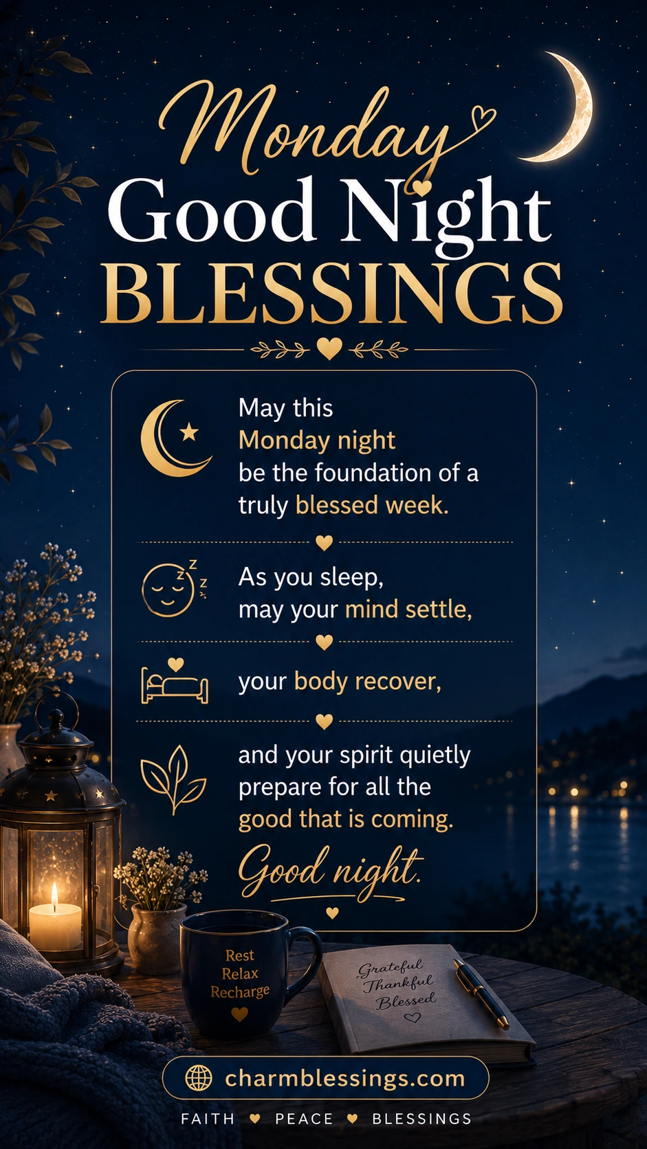 Monday Good Night Blessings images charmblessings