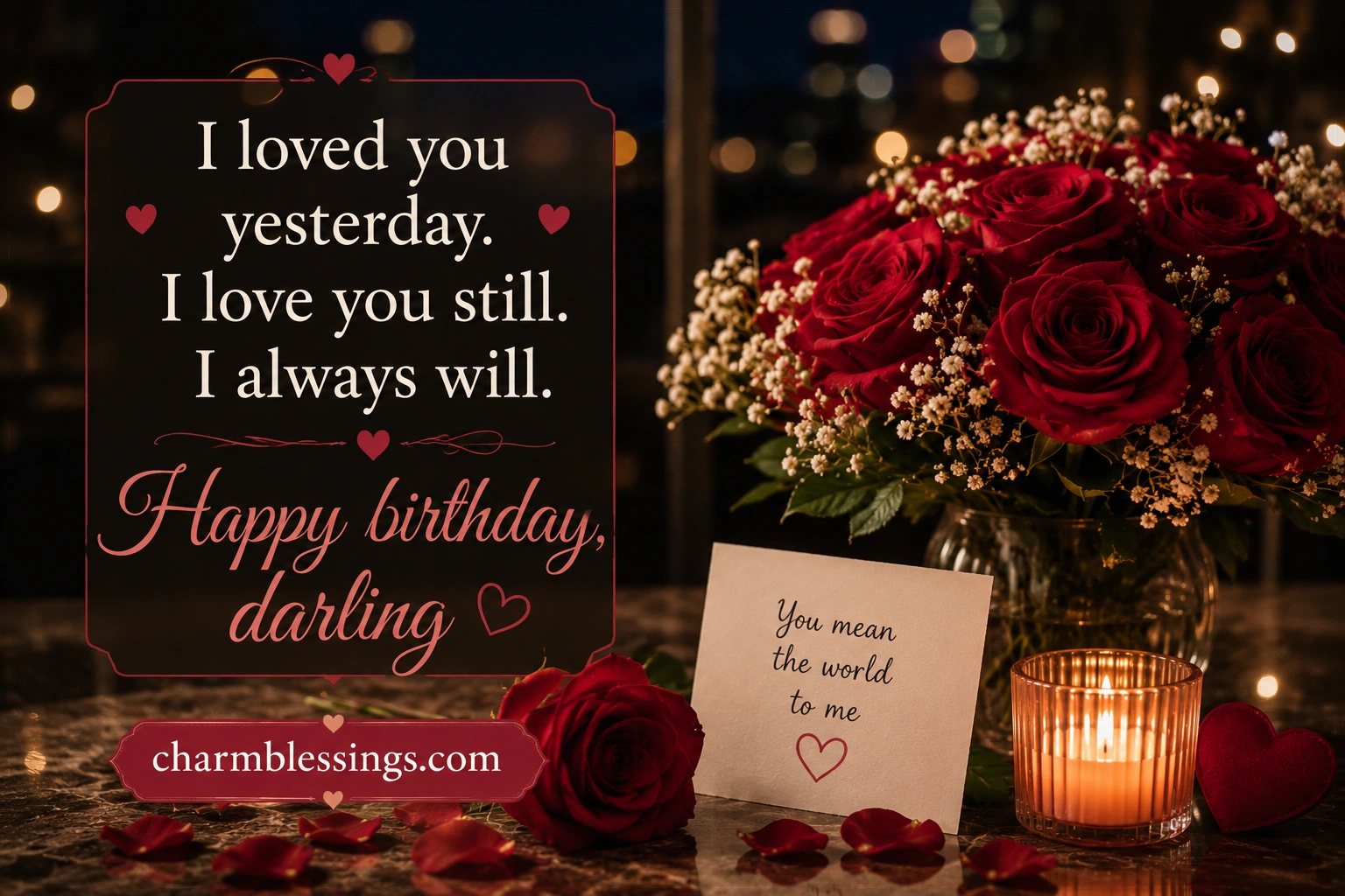 First Birthday Wishes for Wife After Marriage, Romantic Birthday Wishes for Wife from Husband by charmblessings.com
