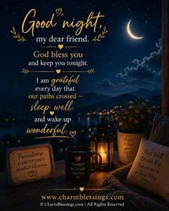 Good night, my dear friend image charmblessings