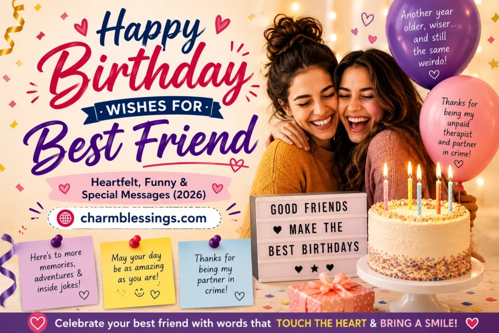 Happy Birthday Wishes for Best Friend by charmblessings.com
