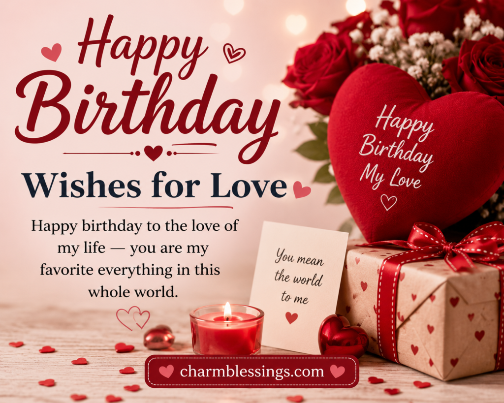 Happy Birthday Wishes for Love by charmblessings.com