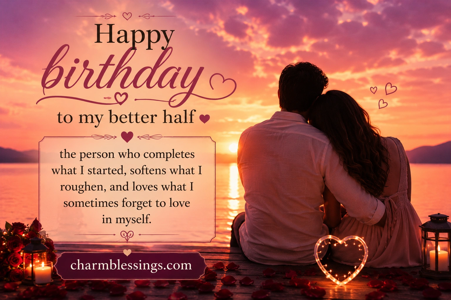 Romantic Birthday Wishes for Wife from Husband, Birthday Card Messages for Wife from Husband by charmblessings.com