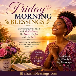 Best Good Morning Friday Blessing & Prayers, Good Morning Friday Quotes & Messages Thank God It is Friday TGIF Blessings by charmblessings.com