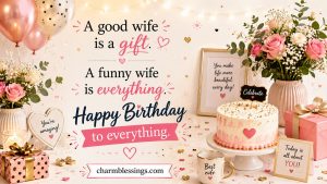 Happy Funny Birthday Wishes for Wife, Soulmate Funny Birthday Wishes, Happy Birthday Wishes for Wife, Funny Birthday Wishes for Wife from Husband by charmblessings wishes image