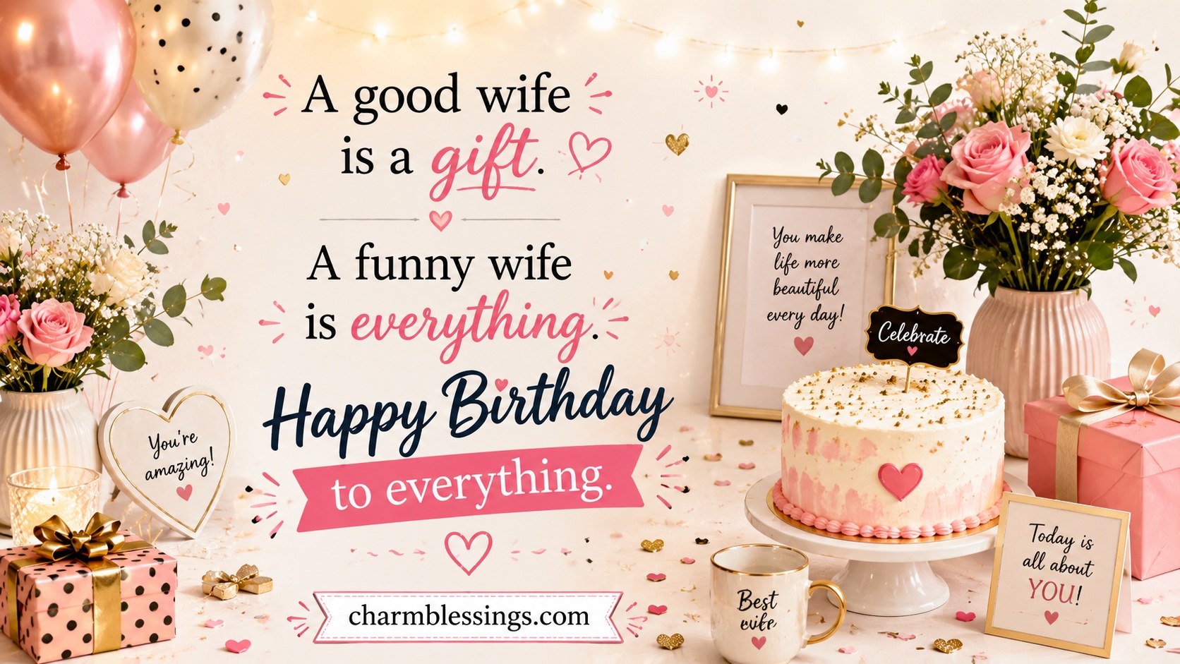 Happy Funny Birthday Wishes for Wife, Soulmate Funny Birthday Wishes, Happy Birthday Wishes for Wife, Funny Birthday Wishes for Wife from Husband by charmblessings wishes image