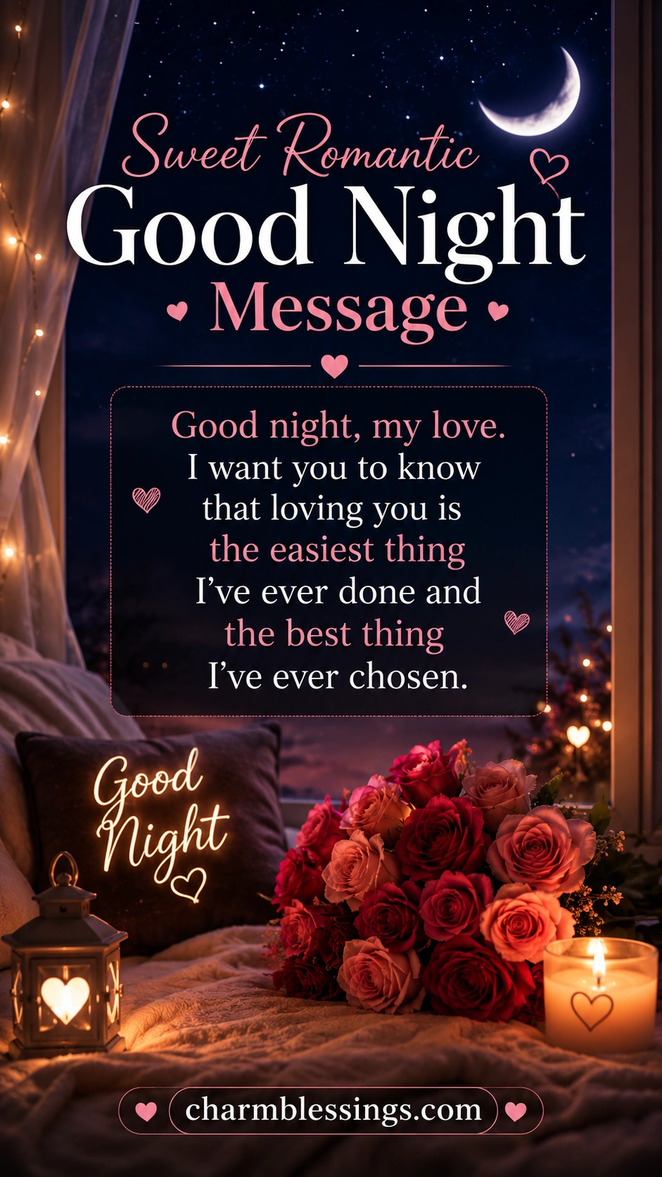 Sweet Good Night Messages image charmblessings.com
