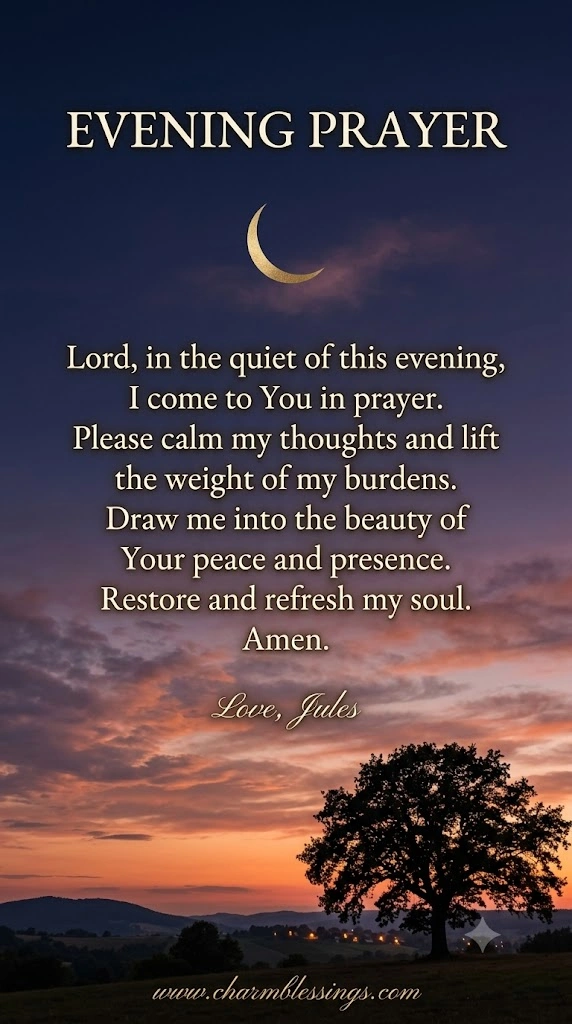 Tuesday Evening Blessings and Prayers image by charmblessings.com
