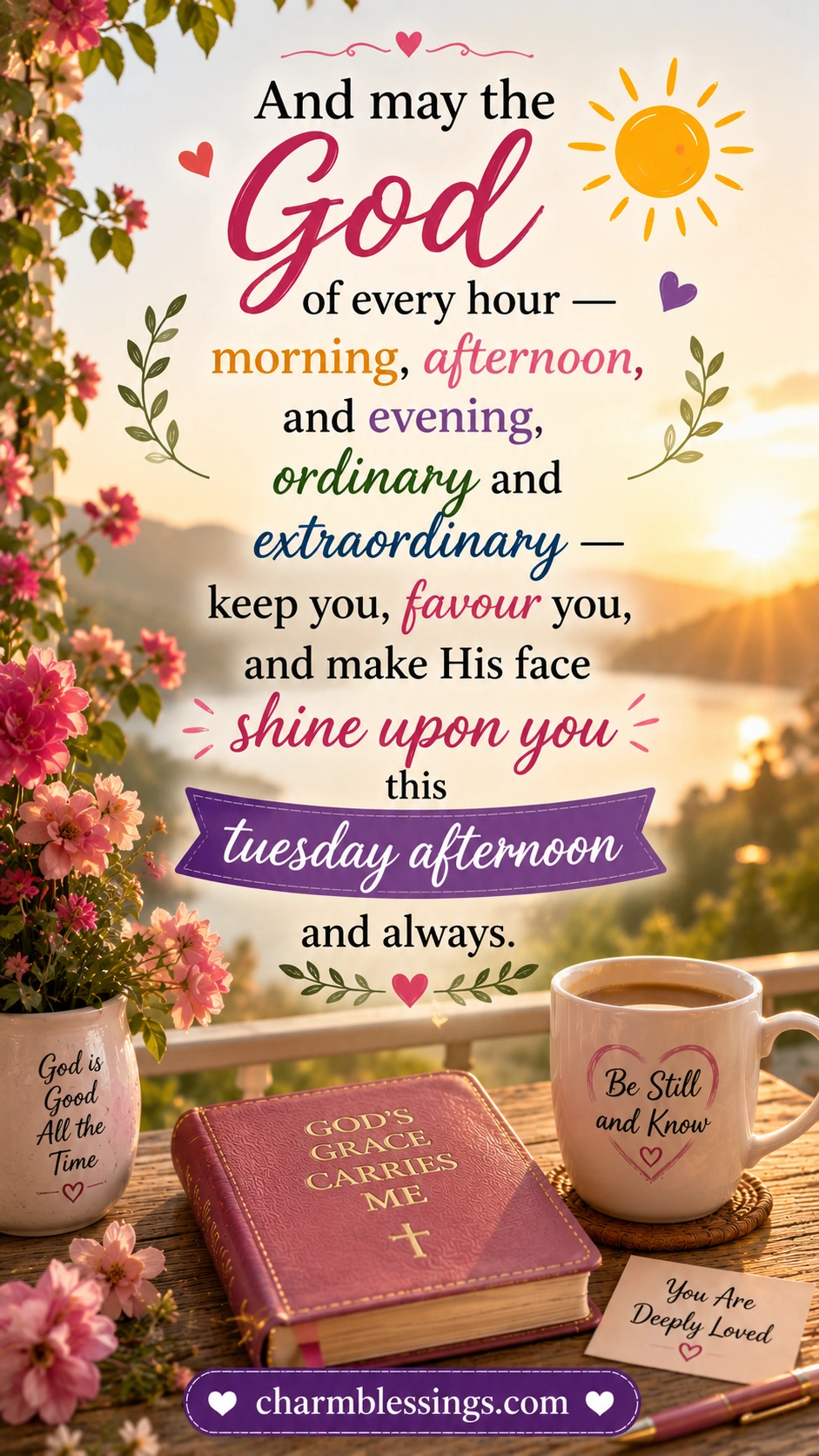 And may the God of every hour — morning, afternoon, and evening, ordinary and extraordinary — keep you, favour you, and make His face shine upon you this tuesday afternoon and always.