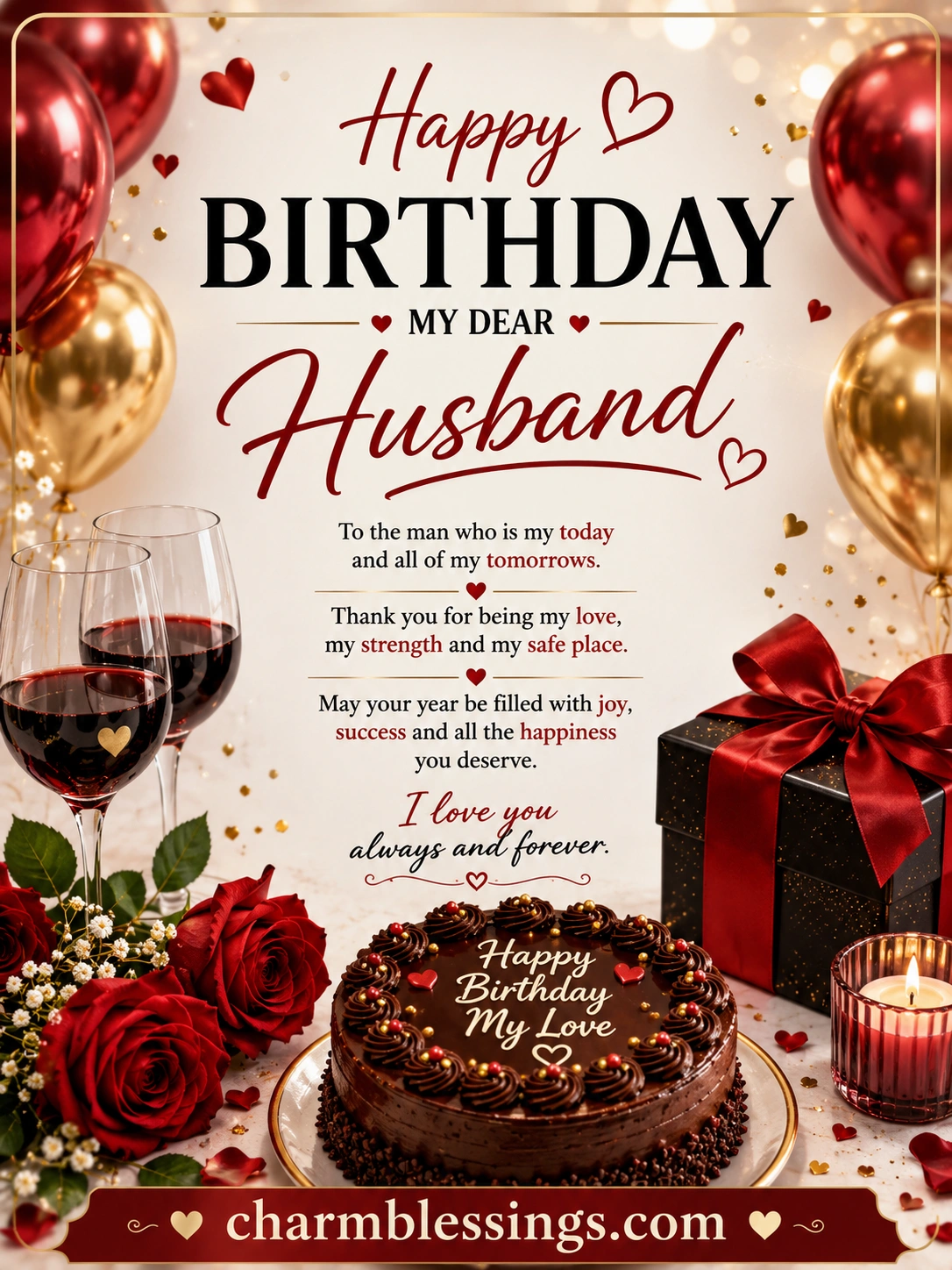 WhatsApp Birthday Messages for Husband by charmblessings.com