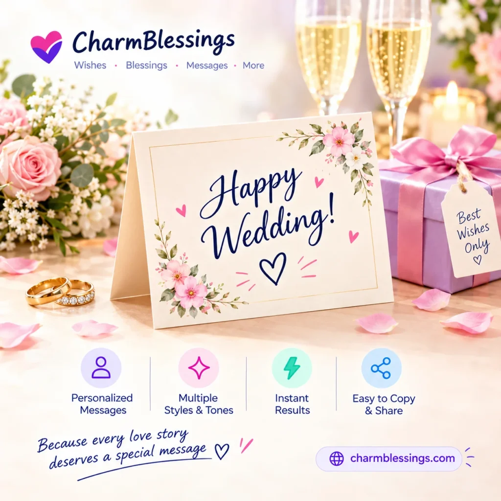 Free AI Wedding Wish Generator , Free AI Greetings Generator, Free AI blessings Generator by charmblessings