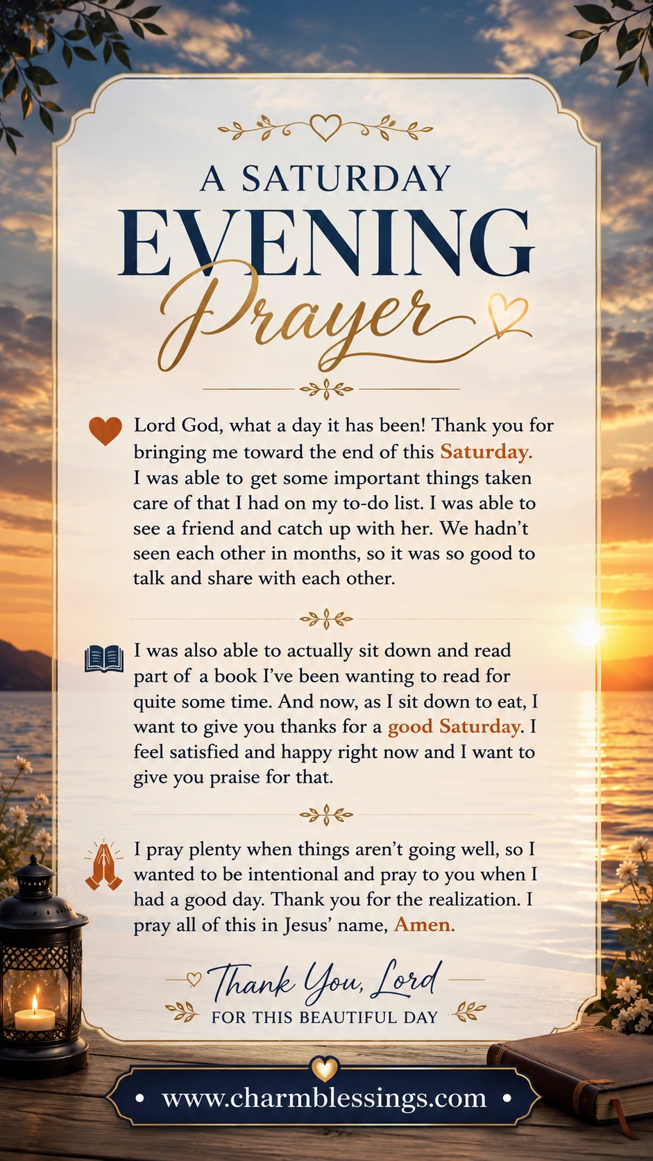 Inspirational Saturday Good Evening Blessings