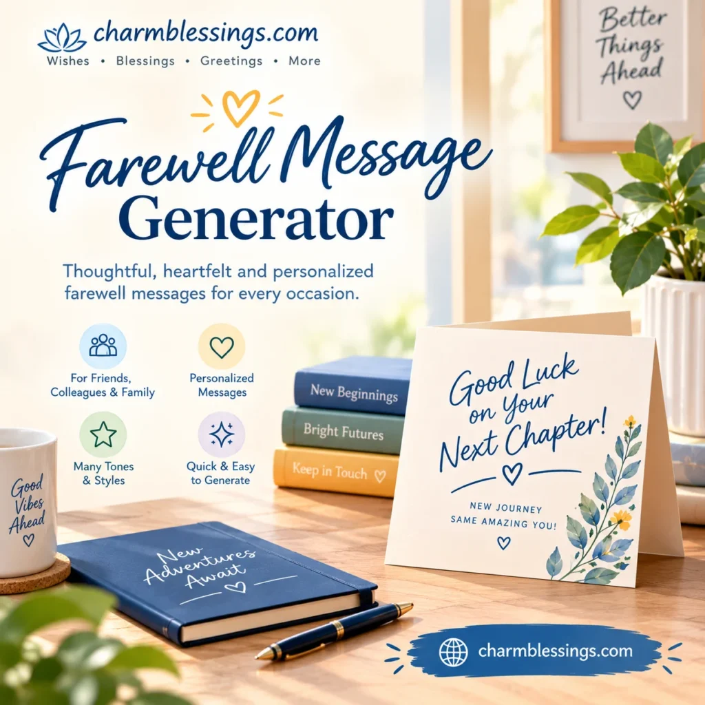 Farewell MEssage & Greetings Generator by charmblessings