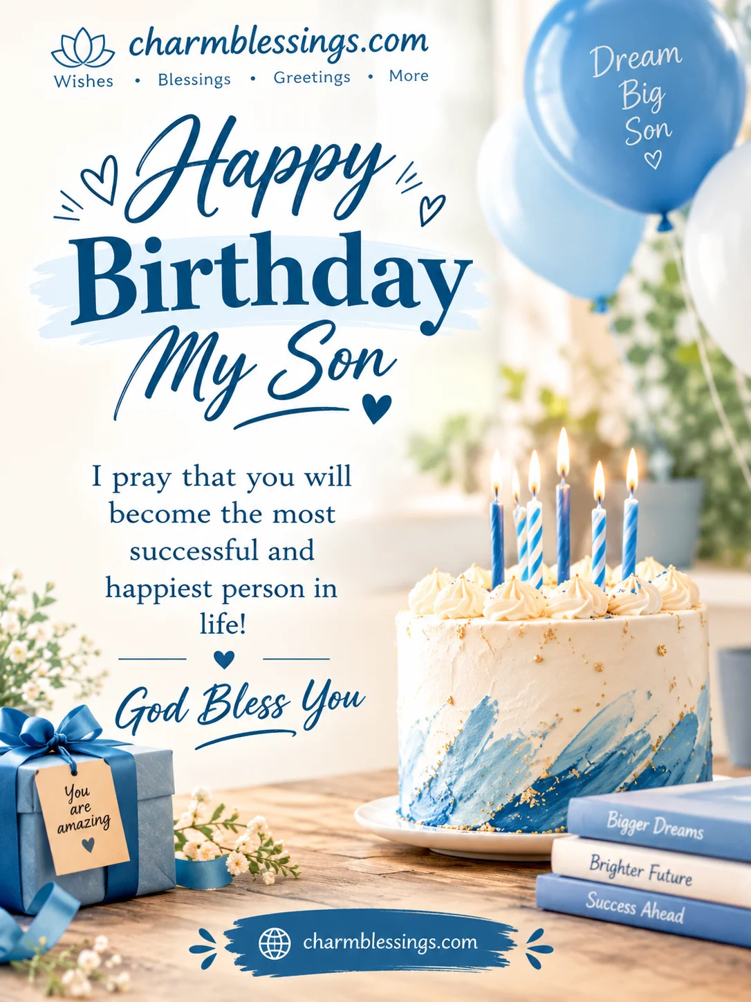 Heartfelt Birthday Wishes for Your Son image by charmblessings